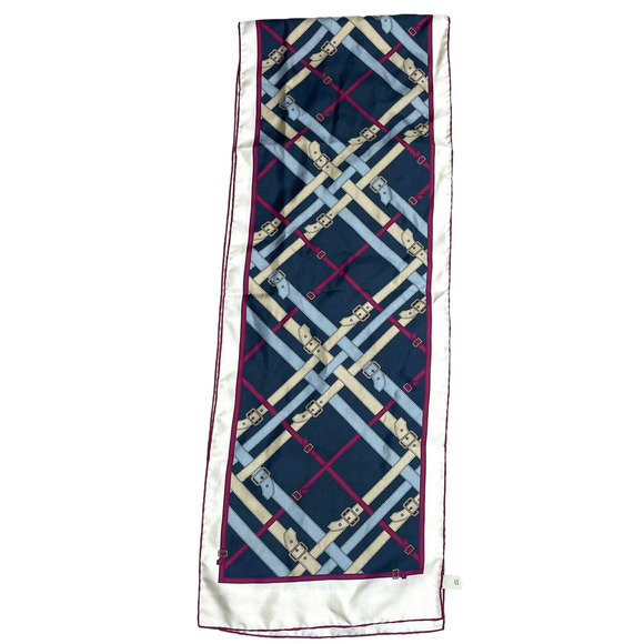 BURBERRY Silk Belt Nova Check Plaid Belt Print Rectangle Scarf 11x62 - Picture 14 of 16